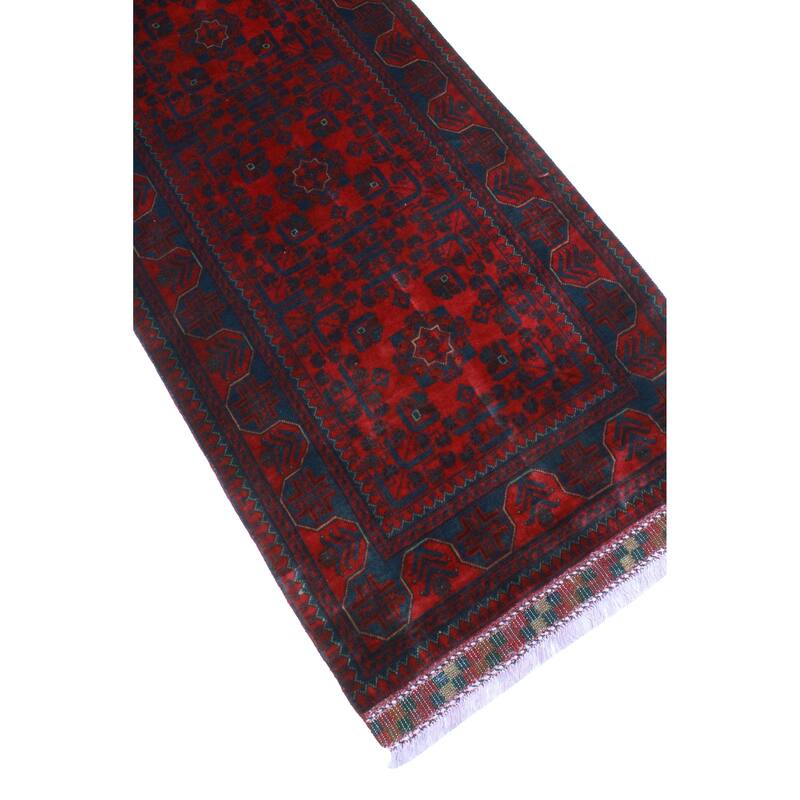 Khamyab Zarmina Red/Navy Runner - 2'11" x 18'11"