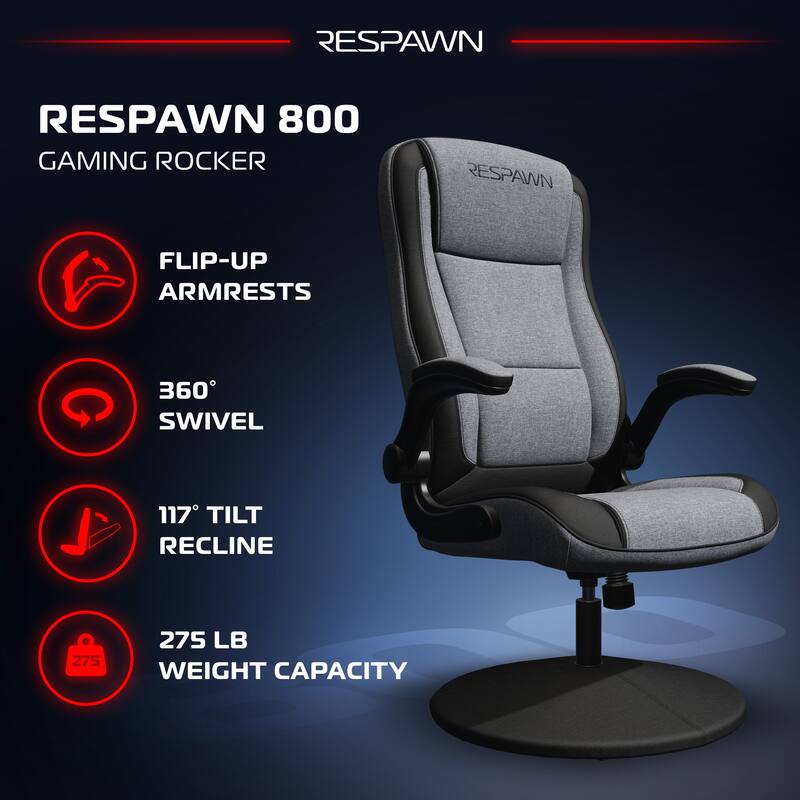 RESPAWN 800 Gaming Chair Floor, Swivel Rocker Gaming Chair, High Back Ergonomic Floor Gaming Chair for Kids and Adults