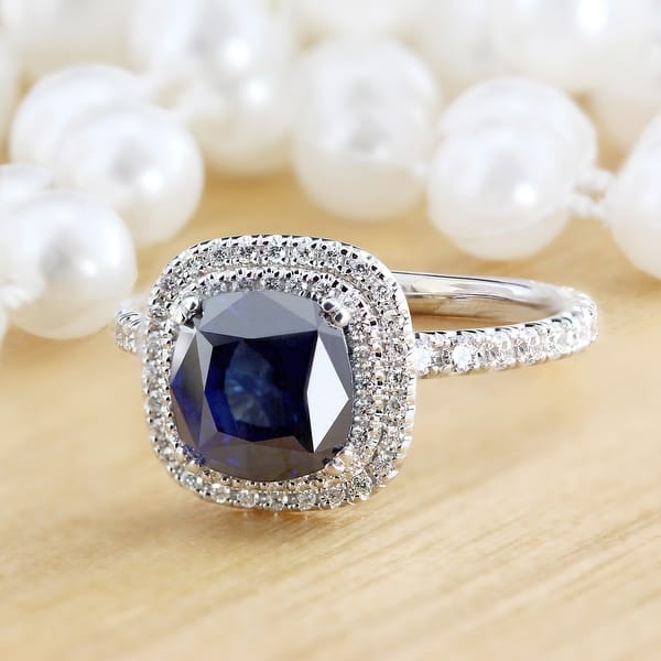 2.5Ct Cushion Cut Blue Tanzanite Solitaire Engagement Ring 14K White Gold Finish 2.5Ct Cushion Cut Blue Tanzanite Solitaire Engagement Ring 14K White Gold Finish