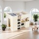 preview thumbnail 2 of 8, Full Size Wood Loft Bed with Built-in Wardrobe, Desk and Drawers, Beige