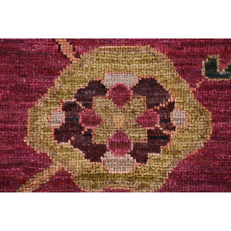Hand Knotted Oriental 100% Wool Carpet Transitional All-Over Pink Oushak Area Rug - 9' 9'' X 8' 0''