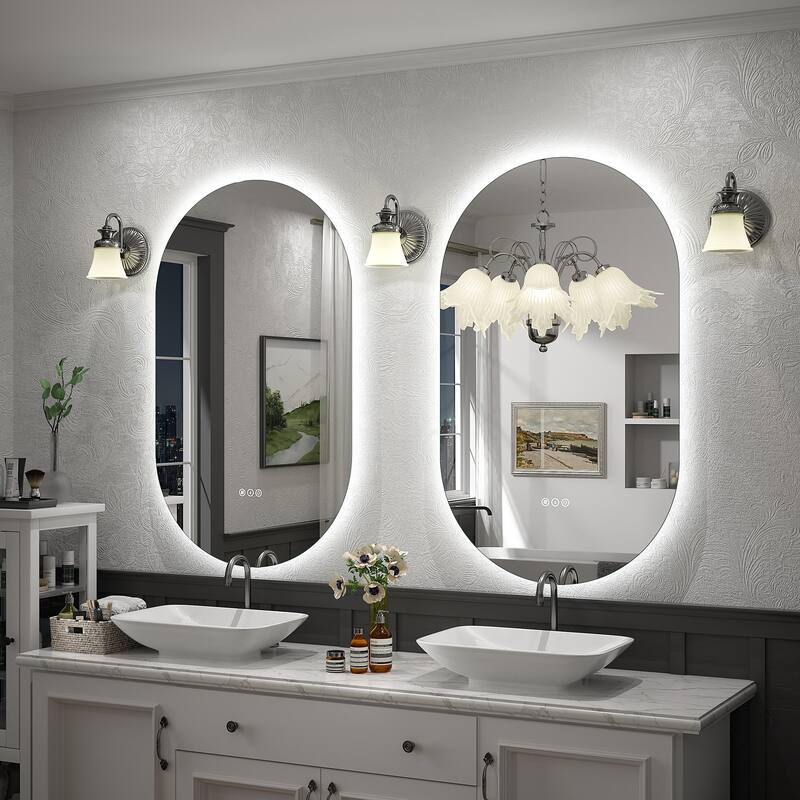 UL Certified Oval LED Lighted Anti-fog Wall Bathroom Vanity Mirror