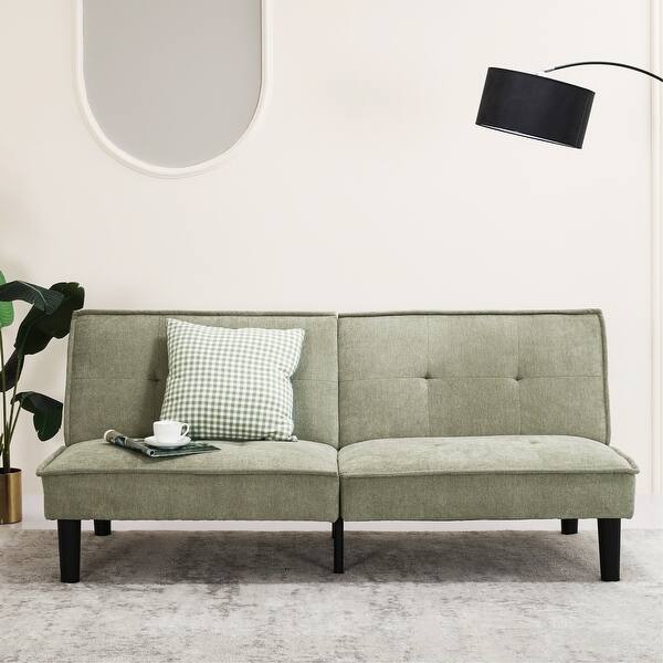 slide 3 of 9, Convertible Futon Sofa Bed for Living Room, Modern Loveseat Beige