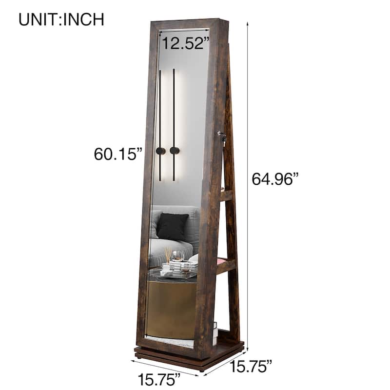 Full Length Mirror 360 Swivel Jewelry Cabinet