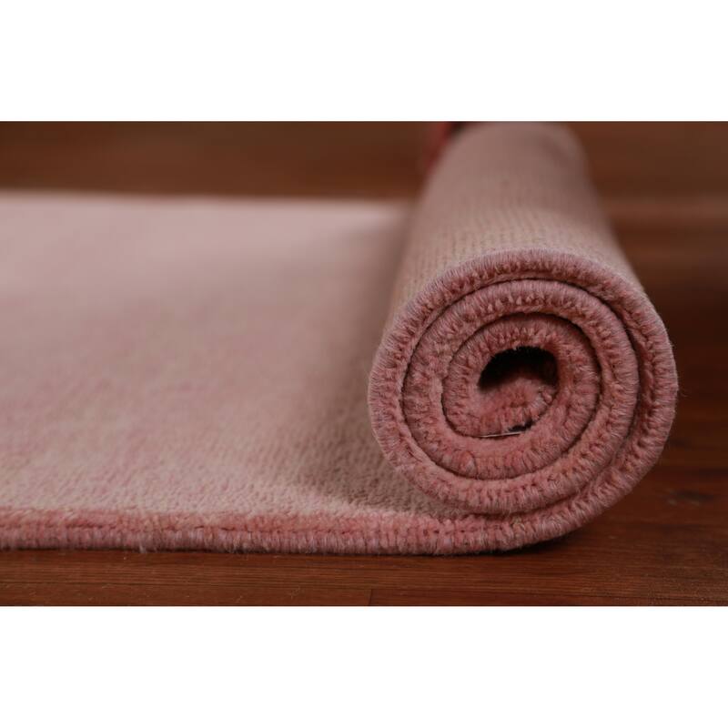 Hand Knotted Oriental 100% Wool Carpet Modern Solid Pink Gabbeh Runner Rug - 10' 1'' X 3' 1''