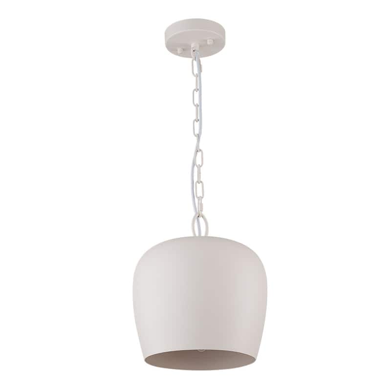 Modern Danish 1-Light White Bell Iron Kitchen Pendant Light