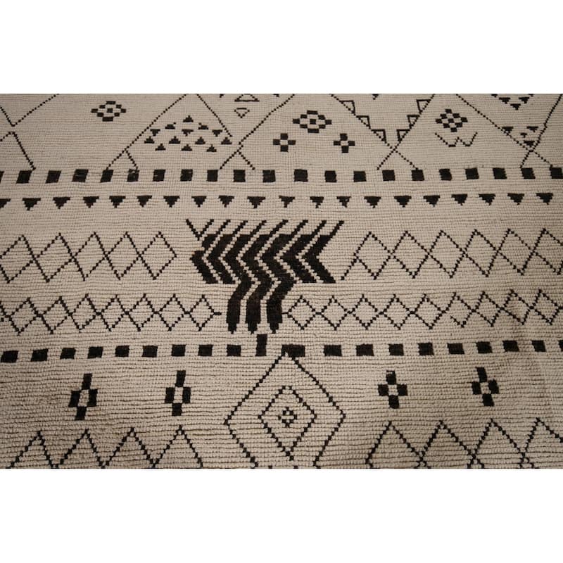 All-Over Abstract Moroccan Oriental Rug Hand-Knotted Wool Carpet - 7'8"x 10'7"