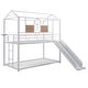 preview thumbnail 13 of 15, Twin over Twin Size Metal House Bunk Bed With Slide for Kids, Teens, Girls, Boys