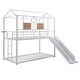 preview thumbnail 13 of 15, White Twin over Twin Size Metal House Bunk Bed With Slide for Kids, Teens, Girls, Boys