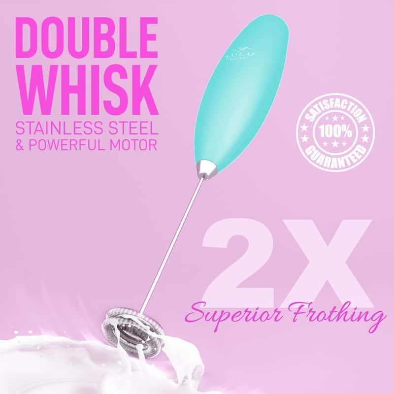 Zulay Kitchen Double Whisk Milk Frother Handheld Mixer