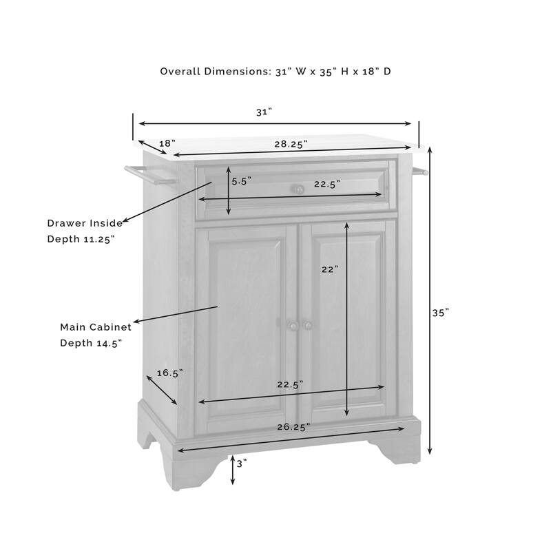 Crosley LaFayette Black Finish Stainless Steel Top Portable Kitchen Island - 18"d x 31"w x 35"h