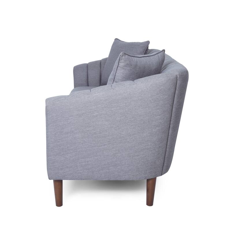 Grey Fabric 3-SEATER SOFA with Contemporary Design and Accent Pillows