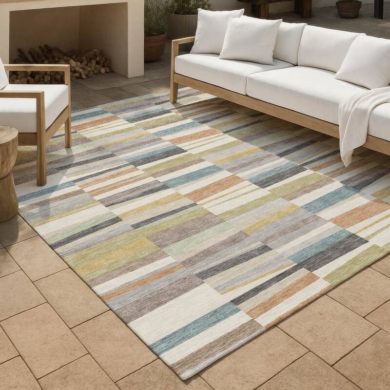 Machine Washable Indoor/ Outdoor Modern Antonito Chantille Rug - Ivory - 8' x 10'