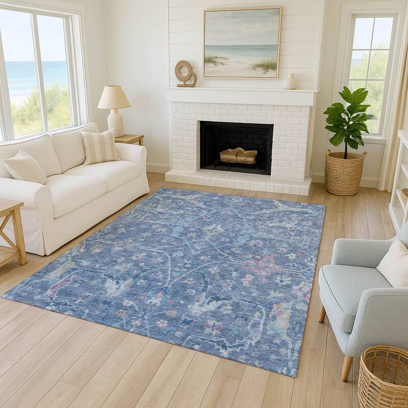 Machine Washable Indoor/ Outdoor Traditional Vintage Chantille Rug