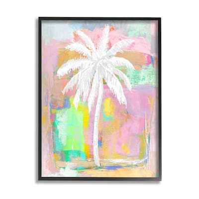 Stupell Pastel Palm Tree Tropical Layered Brush Strokes Framed Wall Art, Design by Kristen Dew