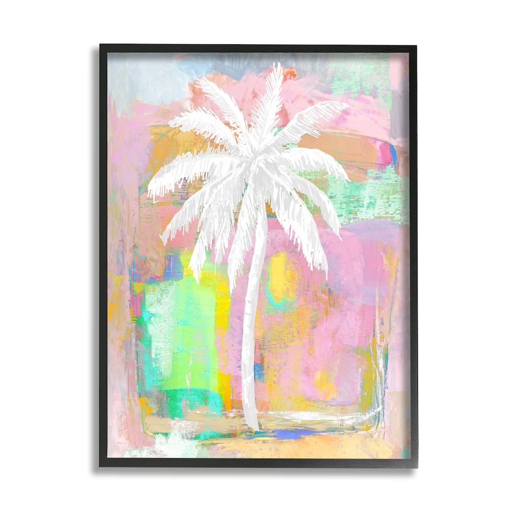 Stupell Pastel Palm Tree Tropical Layered Brush Strokes Framed Wall Art, Design by Kristen Dew