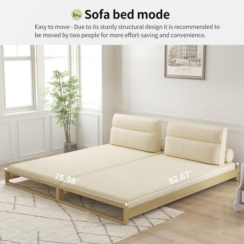 Convertible sofa bed comfortable stackable sofa bed, cotton-linen fabric - for living room bedroom (yellow)