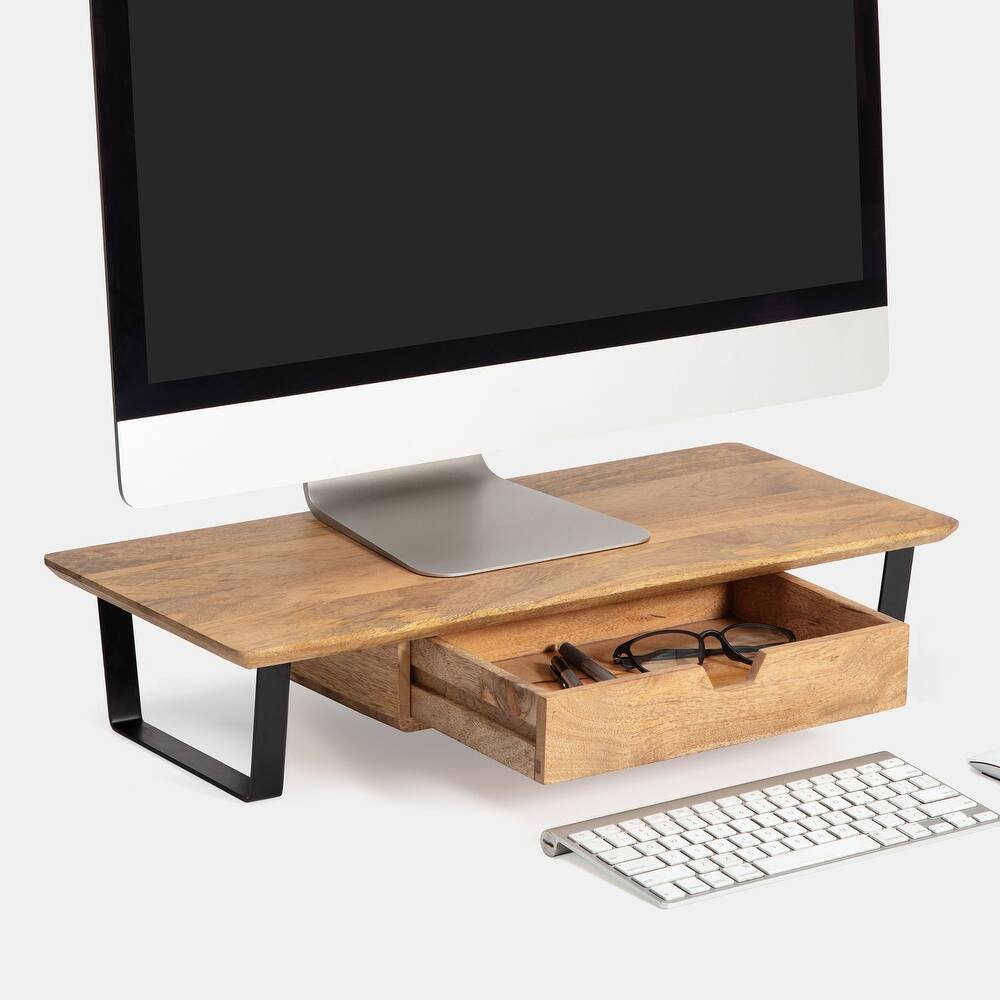 Jani Wood Monitor Stand Riser Desk - Ergonomic Design Stand, Desktop Organizer Table for Home, Office Workspace, Gaming Desk