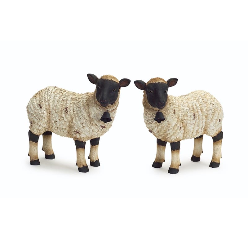 Set of 2 Farm Sheep Tabletop Figures 9.25"