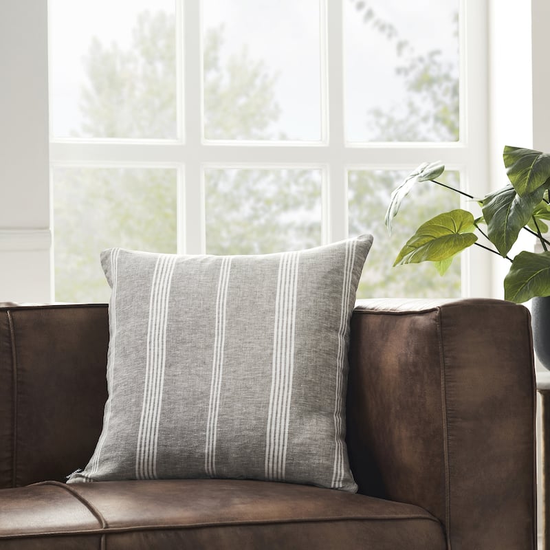 Damari Striped Throw Pillow - 20" - Gray and White