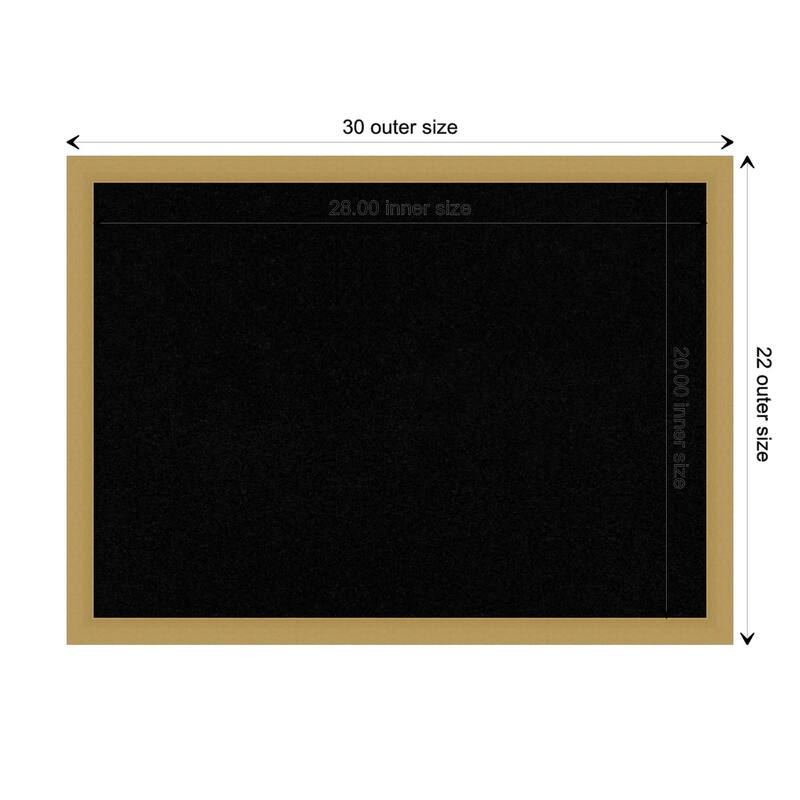 Grace Narrow Framed Black Corkboard Bulletin Board - Grace Brushed Gold Narrow - Board Size 28x20