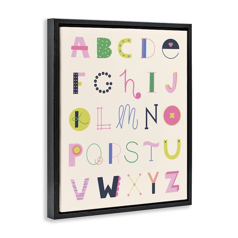Stupell Eclectic Alphabet Letters Framed Floater Canvas Wall Art Design By Sazerelli Designs
