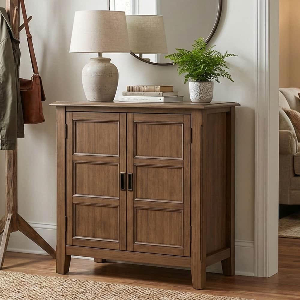 WYNDENHALL Portland SOLID WOOD 30 inch Wide Transitional Low Storage Cabinet - 30"w x 14"d x 31"h