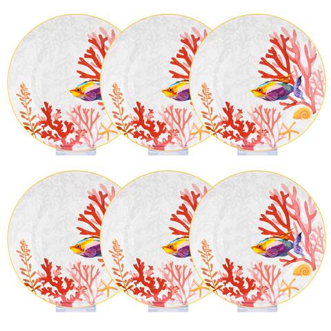 STP Goods Coral Reef Bone China Dessert Plate Set of 6 - 7.5"