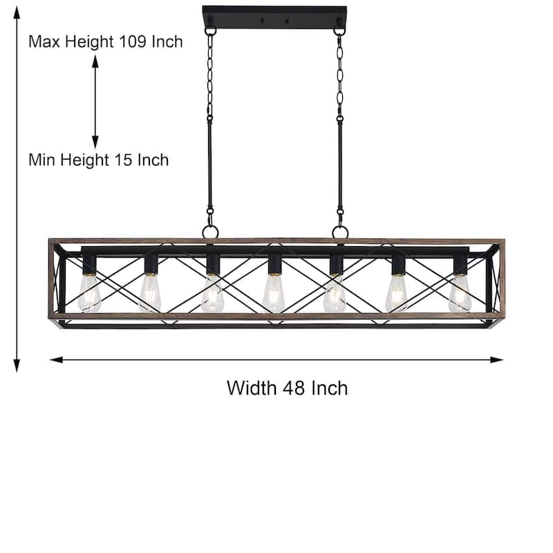 7-Light 48In Linear Modern Farmhouse Kitchen Chandelier - 48''