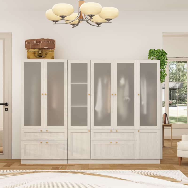 Modular Modern Glass Door Wardrobe:Storage Closet Solution Armoire