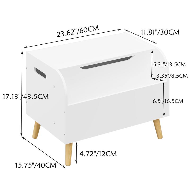 Wooden Toy Box, Kids Toy Storage Organizer with Front Bookshelf