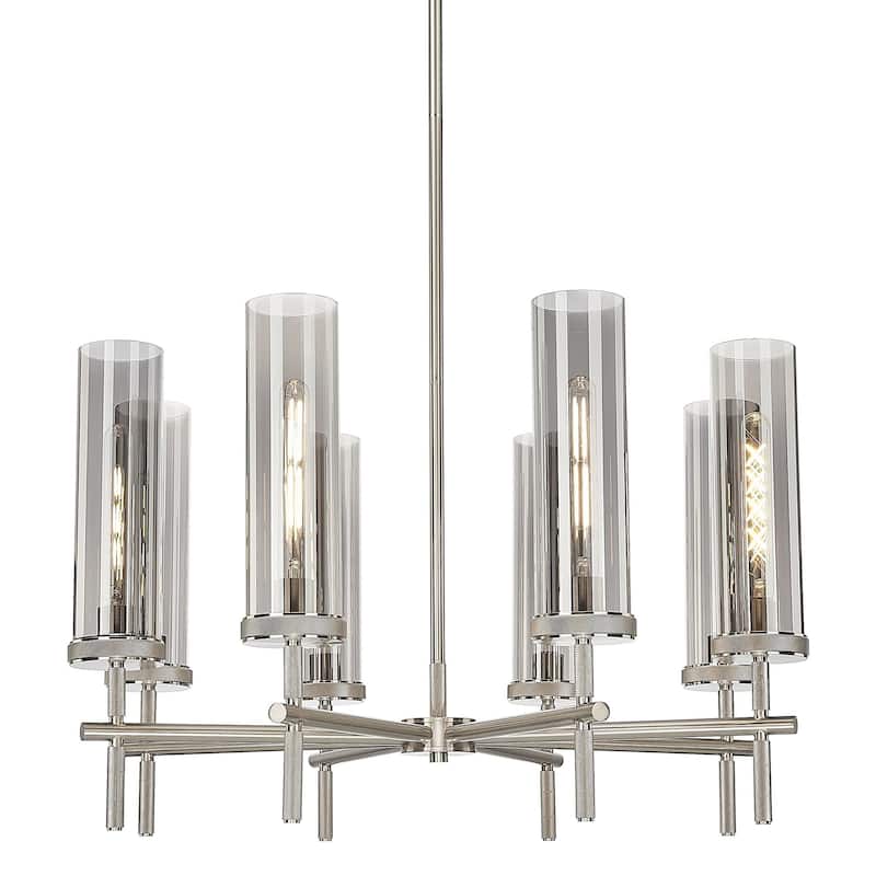 Innovations Lighting 471-8CR-20-32 Lincoln Chandelier Lincoln 8 Light - Satin Nickel / Light Smoke