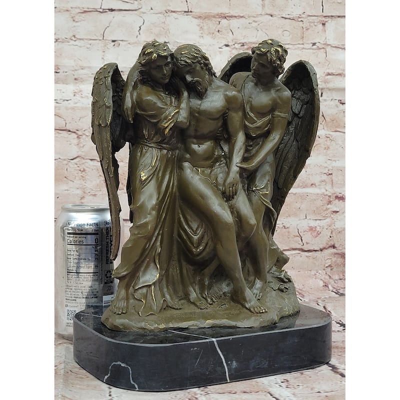 Pietà With Angels Bronze Sculpture - Religious Christian Crucifixion Art