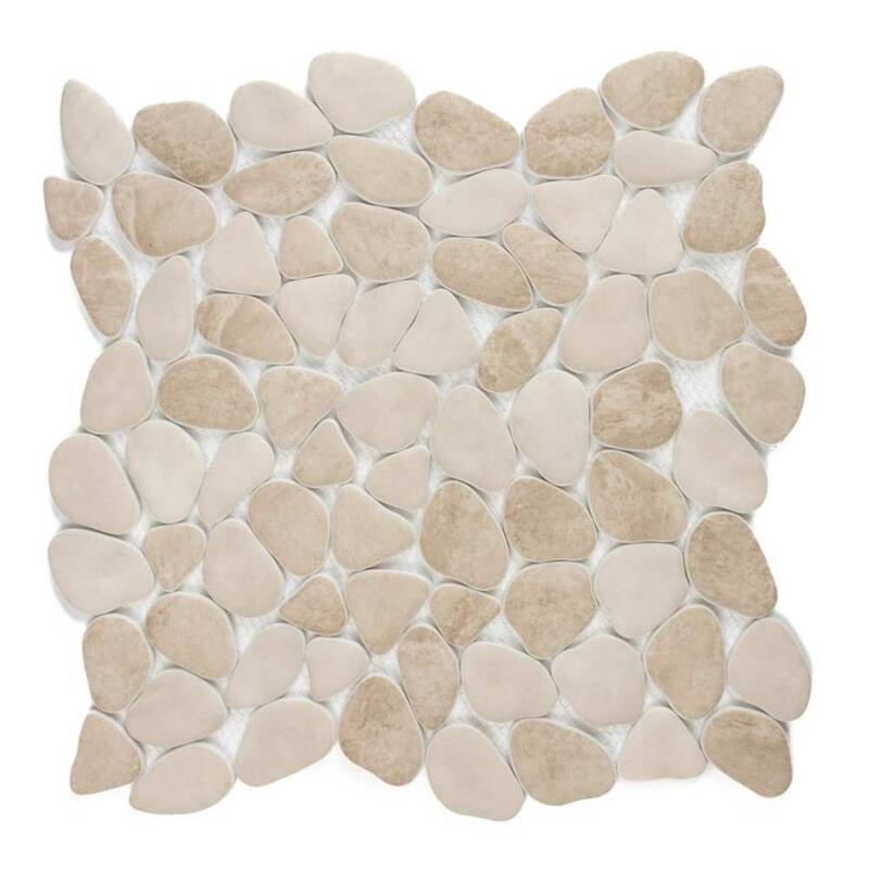 The Tile Life Huron Rock 12x12 Sand Stone Glass Mosaic Pebble Floor & Wall Tile - 4 x 4 Sample