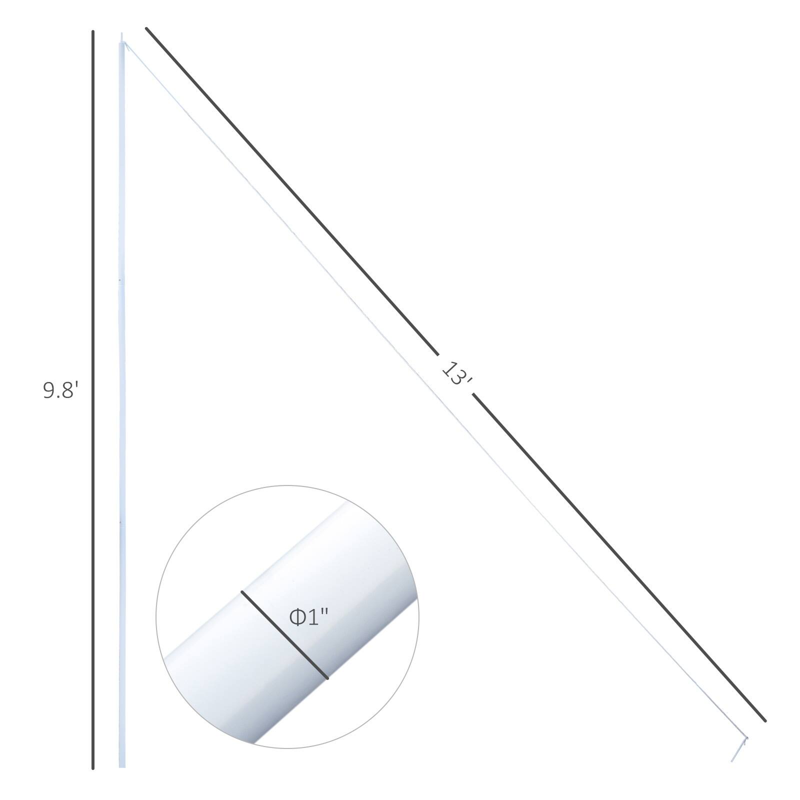 Outsunny Sun Sail Shade Canopy Adjustable Installation Pole/Pipe Kit