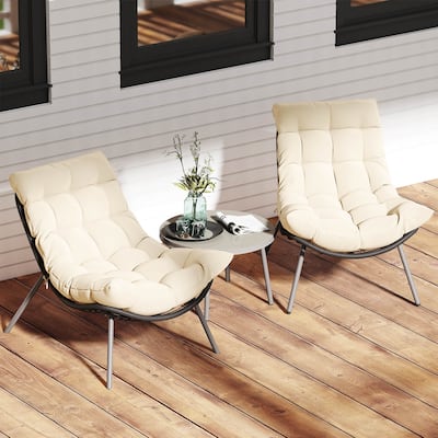 Costway 3 PCS Patio Furniture Set with Cushioned Papasan Chairs - See Details