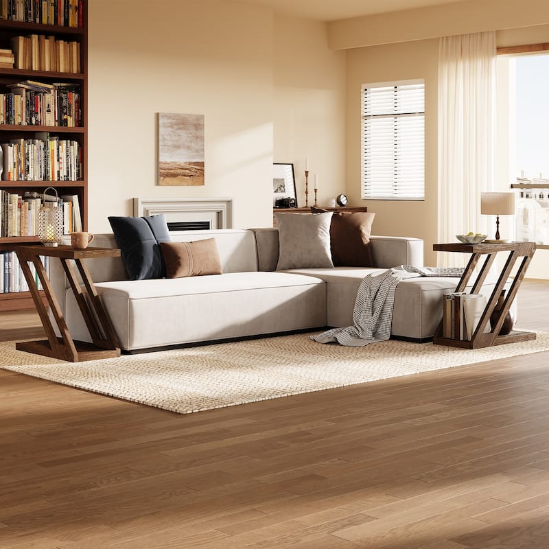 Solid Wood End Side Table Nightstand with Storage for Living Room Bedroom