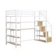 preview thumbnail 12 of 10, Twin Size Metal Loft Bed with Desk and Shelves, Space-Saving Design, White