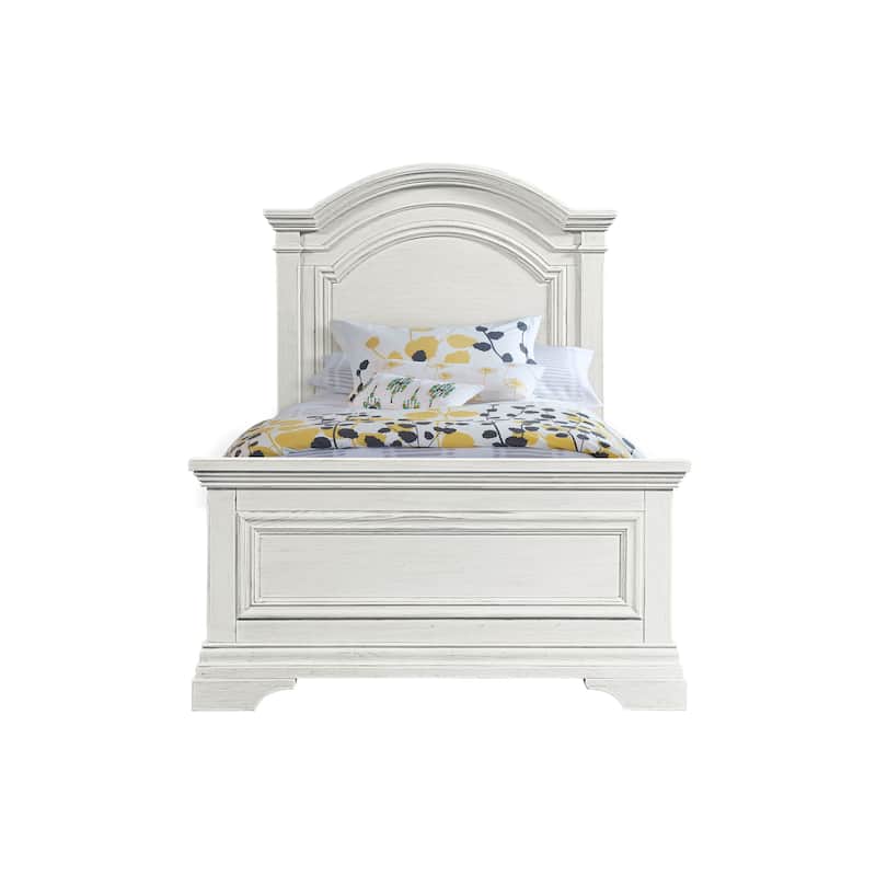 Olivia Wood Complete Twin Bed, Brushed White