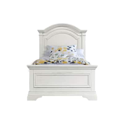 Olivia Wood Complete Twin Bed, Brushed White