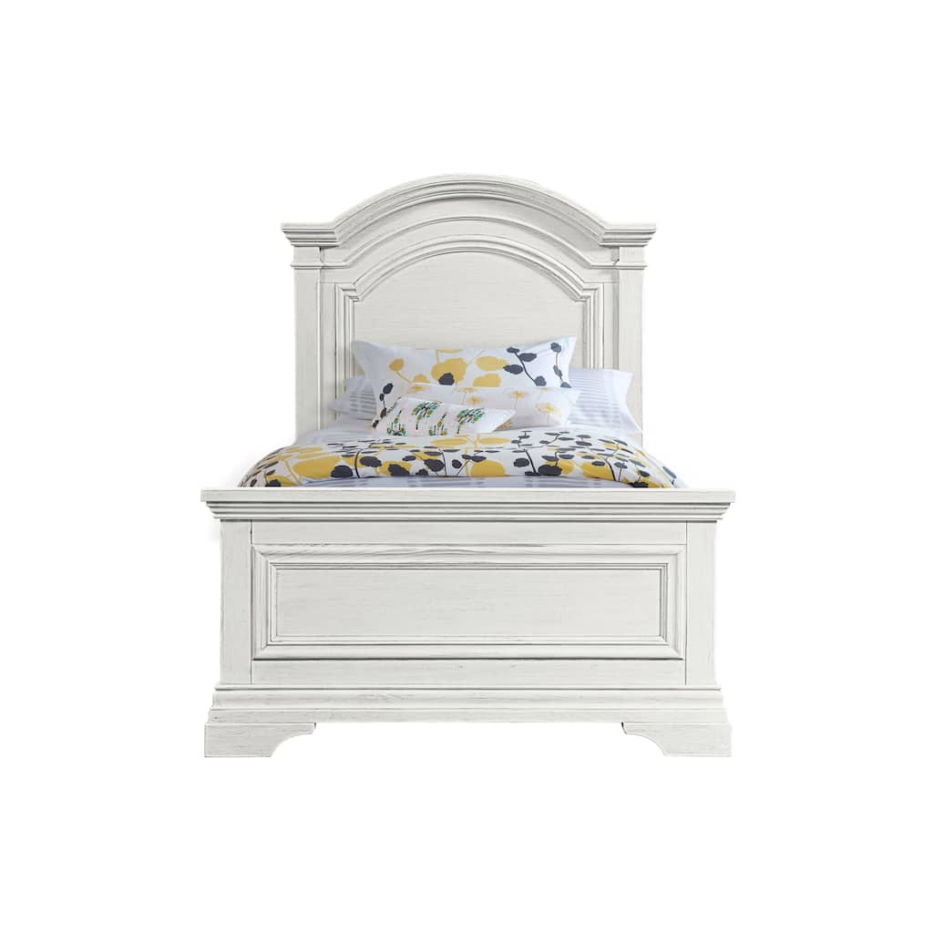 Olivia Wood Complete Twin Bed, Brushed White
