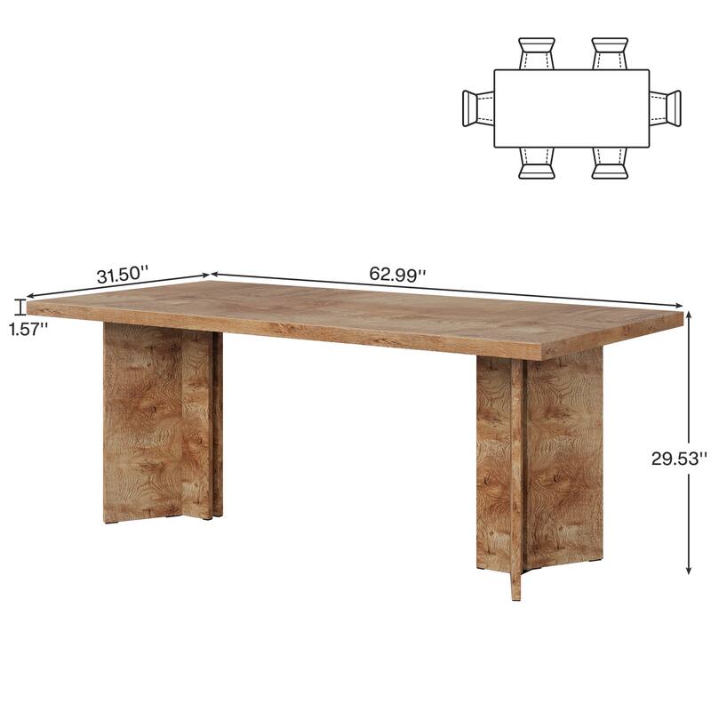 Farmhouse Rectangular Dining Table for 4-6 People