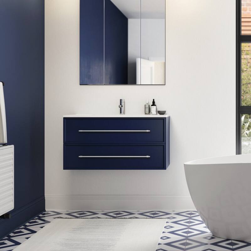Milano Collection 30" Wall Mount Modern Shaker Bathroom Vanity with Sink and Drawers