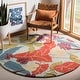 preview thumbnail 3 of 31, SAFAVIEH Handmade Blossom Verona Modern Floral Wool Rug 4' Round - Blue/Multi - Round