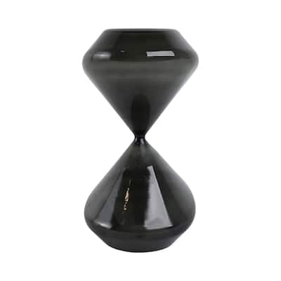 Glass Hourglass Shape Decorative Object Modern Home Decor - 10" White - 5" x 5" x 10"