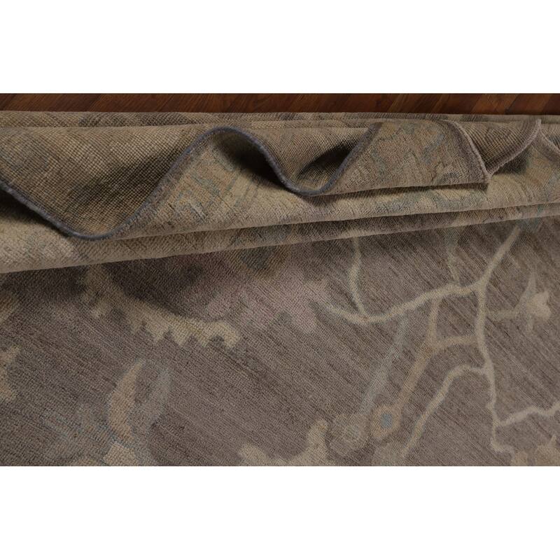 Vegetable Dye Oushak Turkish Floral Area Rug Handmade Wool Carpet - 9'6"x 11'8"