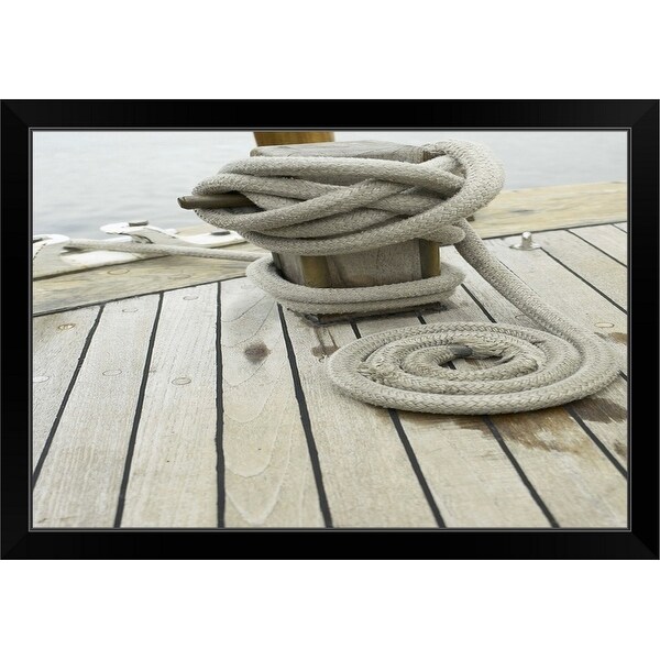 "Rope on a dock" Black Framed Print