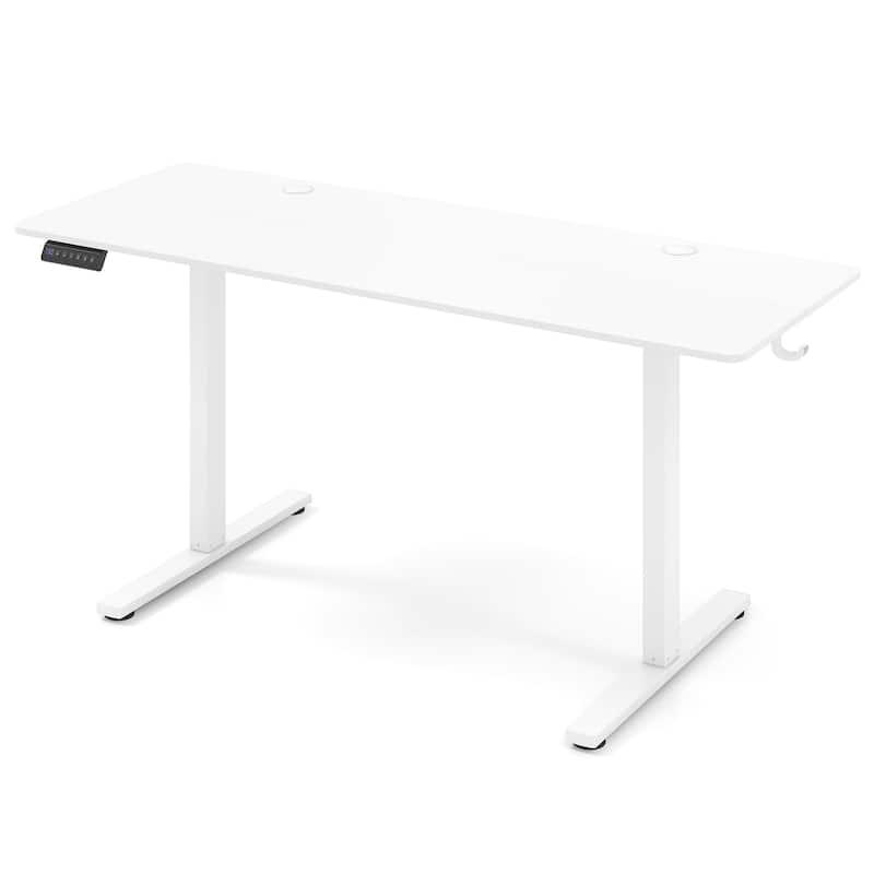 Electric Standing Desk with Memory Heights and Cable Management - White