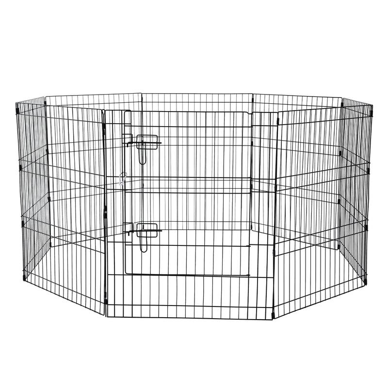 30 Inch Pet Exercise Fence with Foldable Panels and Ground Cover - 63.0" x 63.0" x 30.0"