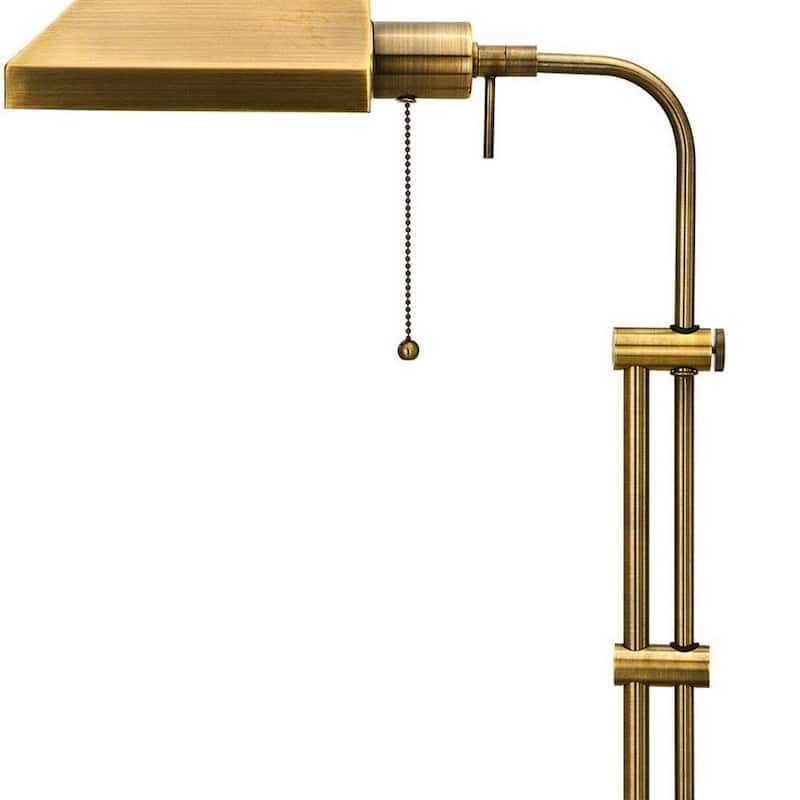 Metal Pull Chain Table Lamp with Rectangle Shade Dimmable Adjustable - 16” x 7” x 26” (D x W x H)